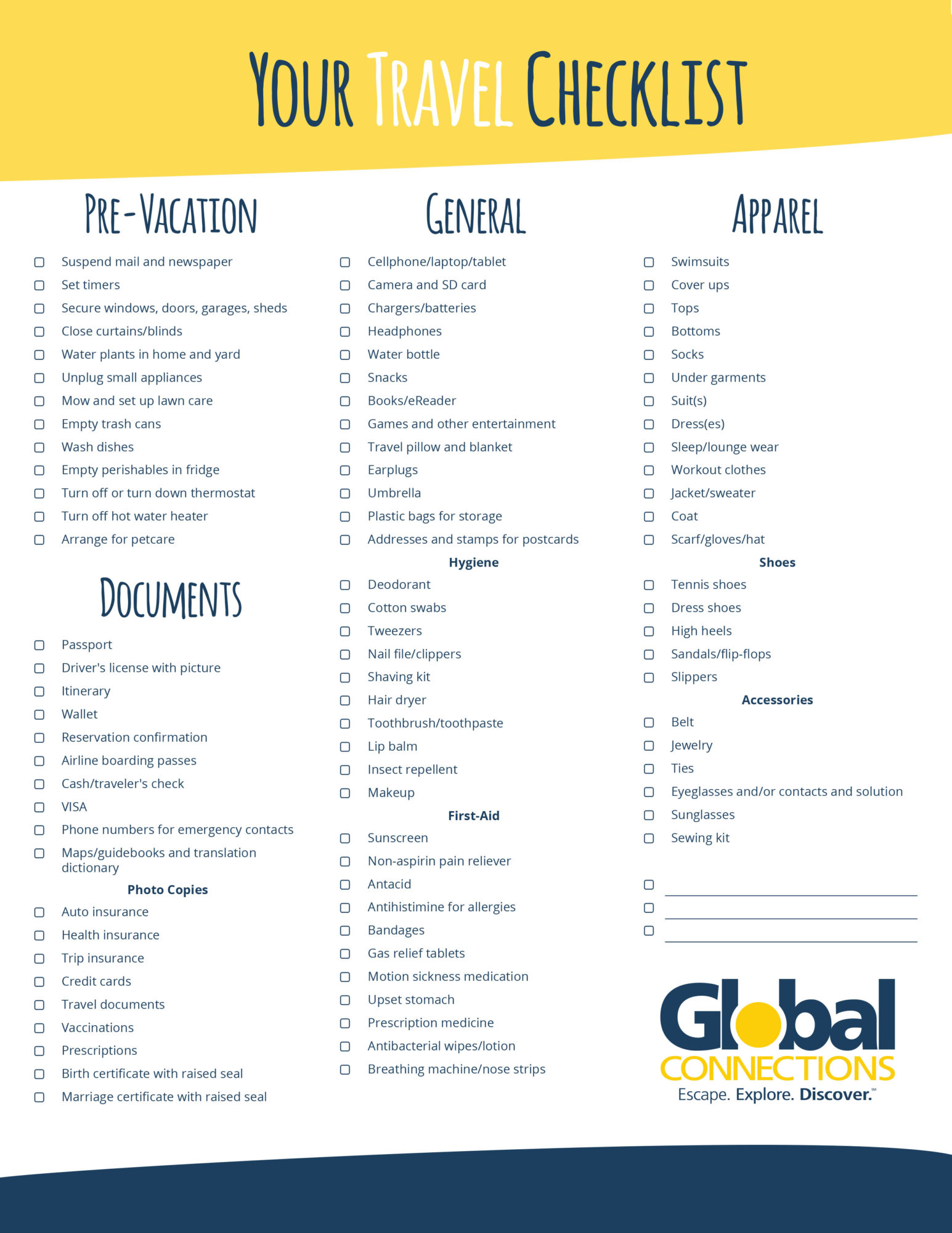 Vacation Checklist Printable